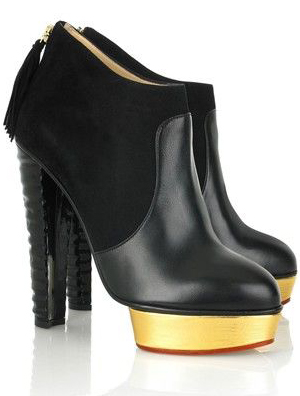 金灿灿的水台底高跟踝靴